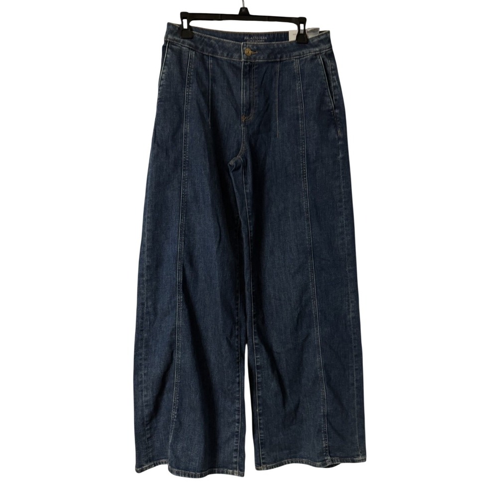 NWT Chicos Womens Palazzo Wide Leg Avino Indigo Stretch Jeans Denim US Size 4R